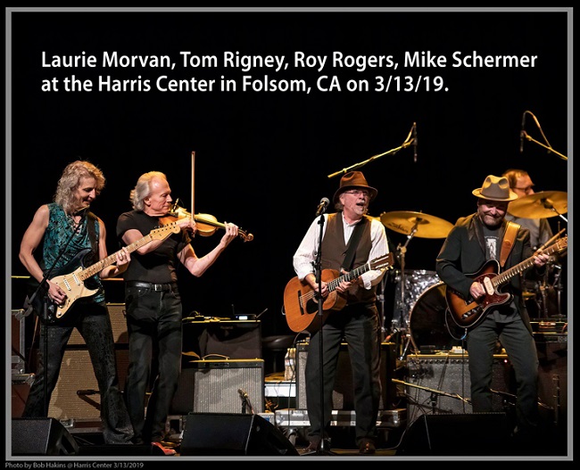 Laurie Morvan, Tom Rigney, Roy Rogers, and Mike Shermer performing at Music Heals, a benefit concert held at the Harris Center in Folsom, CA on March 13, 2019.