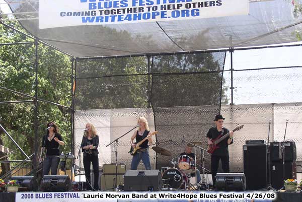 Laurie Morvan Band performing at the Write4Hope Blues Festival