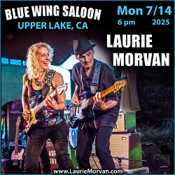 Laurie Morvan appearing at Blue Wing Saloon in Upper Lake, CA on July 14, 2025.