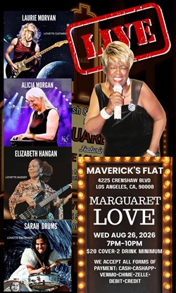 Laurie Morvan performs with the Marguaret Love band on August 26, 2026 at Maverick's Flat in Los Angeles, CA.