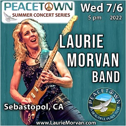 Laurie Morvan to play Peacetown Summer Concert series on Wed July 6, 2022.