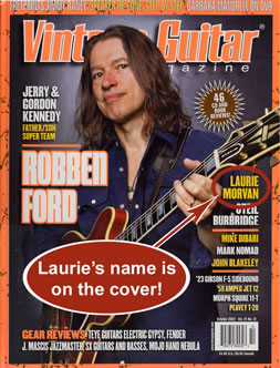 Vintage Guitar cover that has a feature article on Laurie Morvan